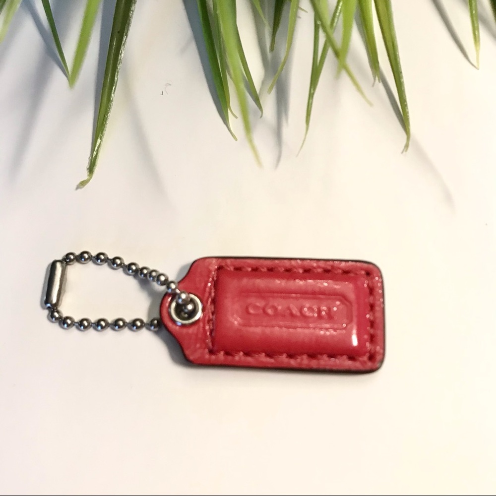 Small 1.5” COACH NEW YORK Pink Patent Leather Hangtag Hanging Tag